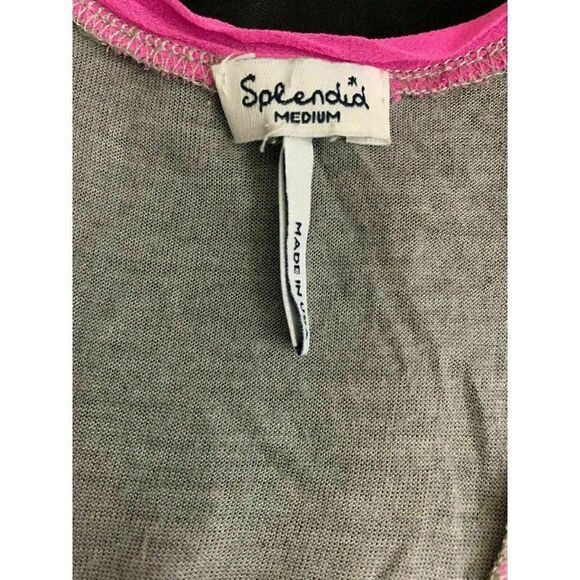 Splendid Womens Gray Pink Scoop Neck Jersey Tank Top Silk Modal Medium - Picture 6 of 7